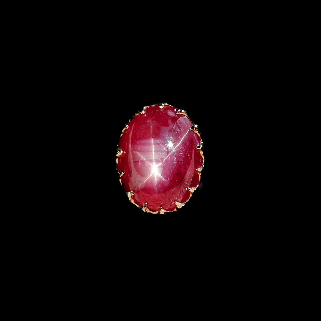 Star Ruby in Yellow Gold - 14ga Threaded end