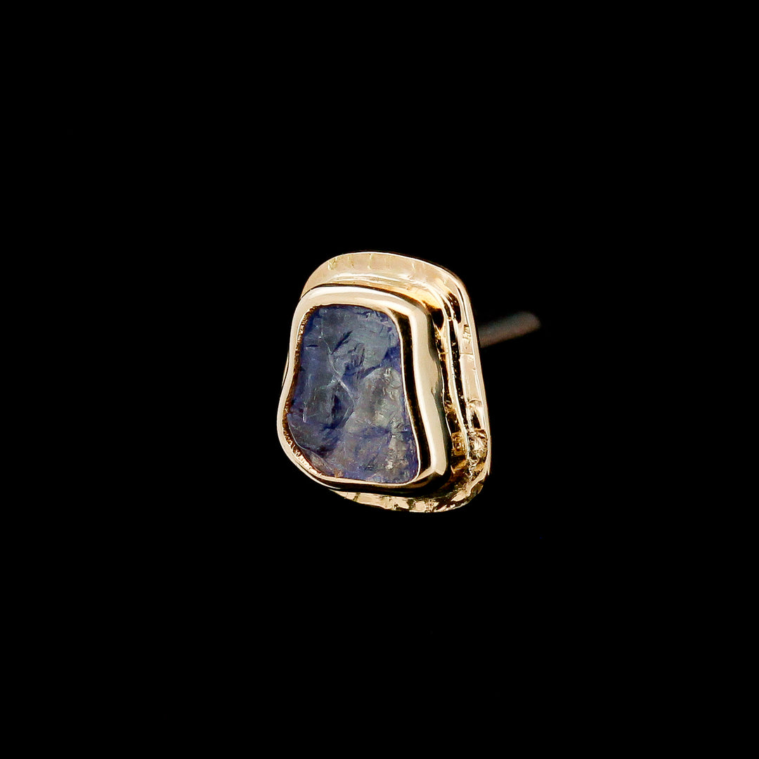 Rough Tanzanite in Yellow Gold Sandman - 14ga Threaded end