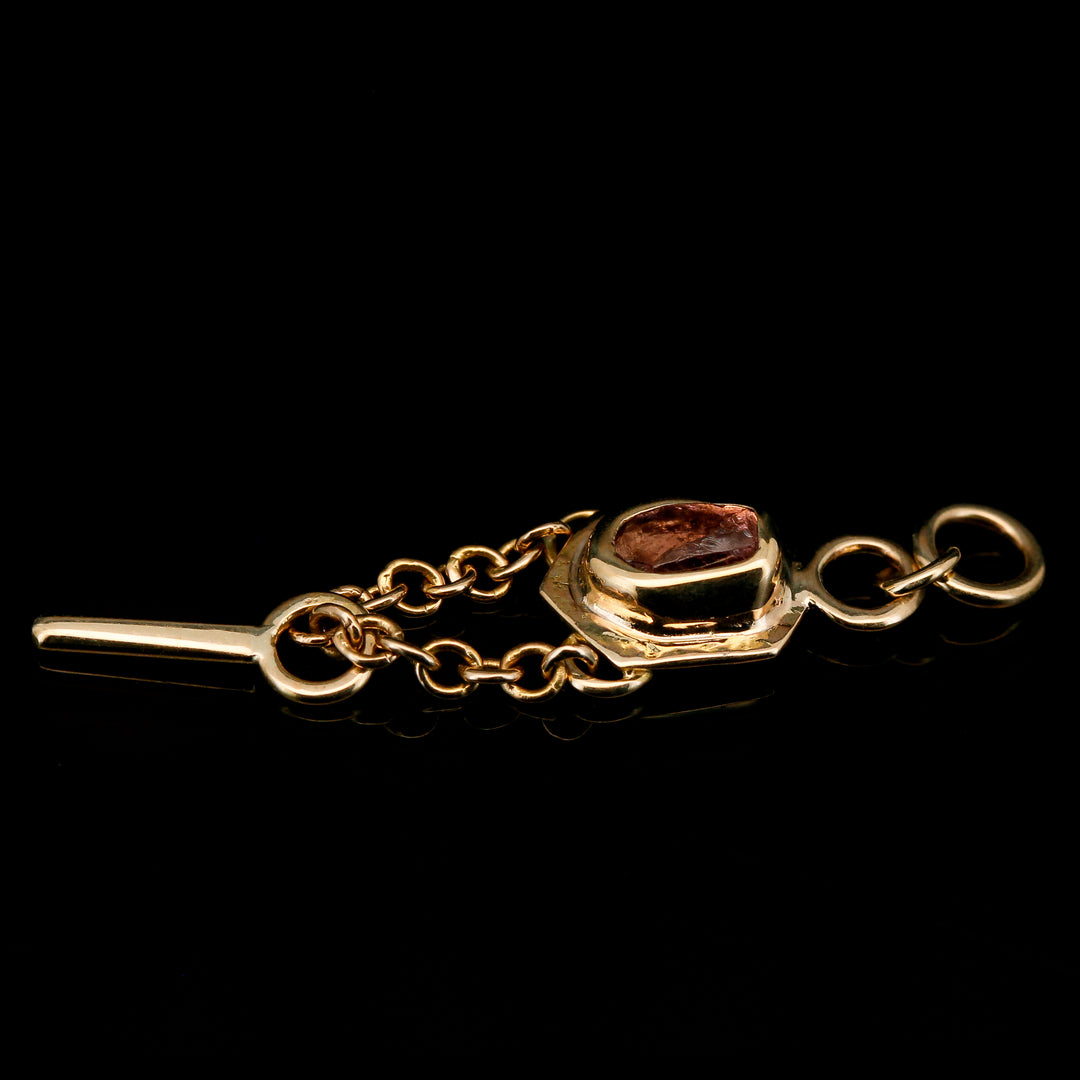 Rough Champagne Imperial Garnet in Yellow Gold Meteor Charm