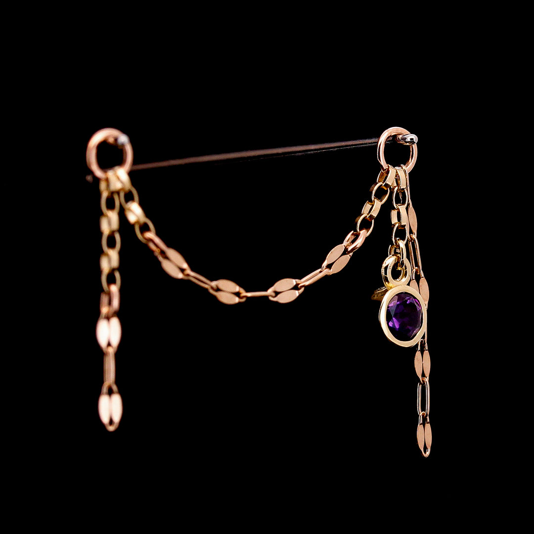 "The Key" Amethyst + Yellow & Rose Gold Chain