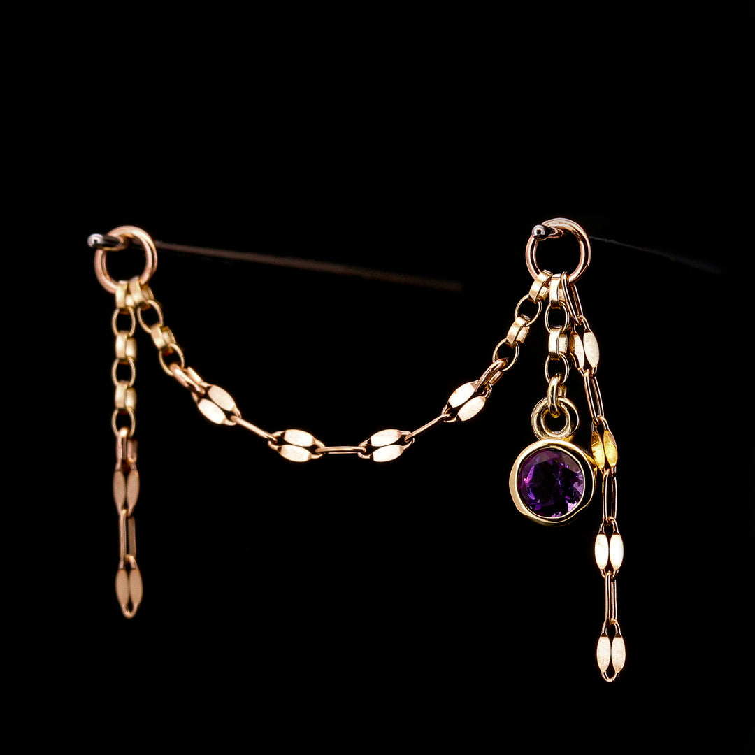 "The Key" Amethyst + Yellow & Rose Gold Chain