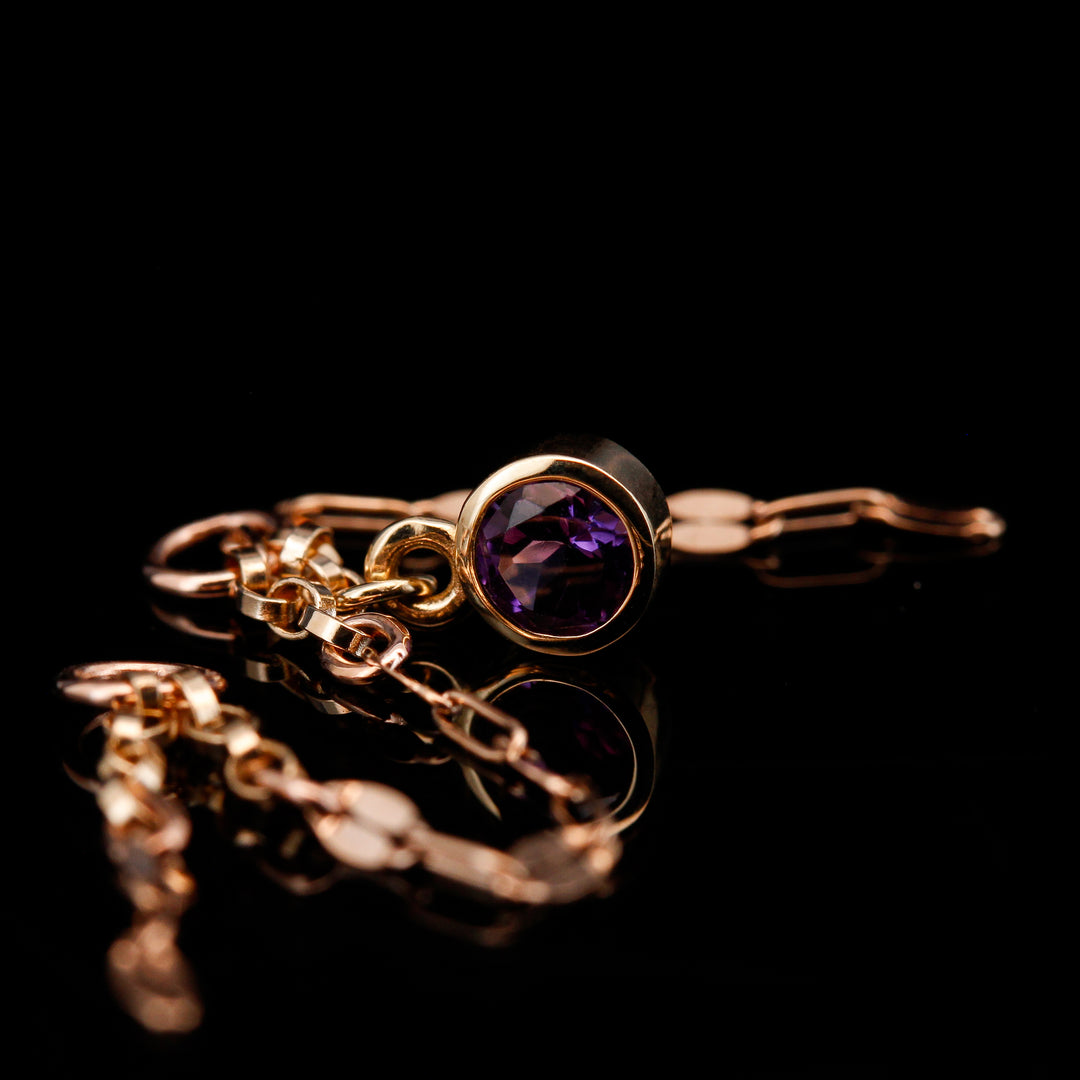 "The Key" Amethyst + Yellow & Rose Gold Chain