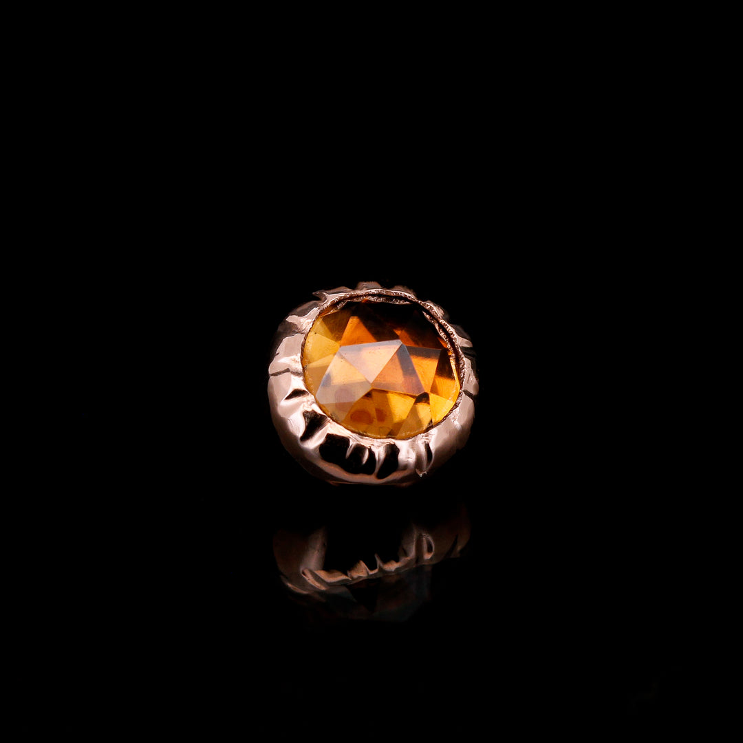 Orange Zircon in Rose Gold "Safran" - 14ga threaded end