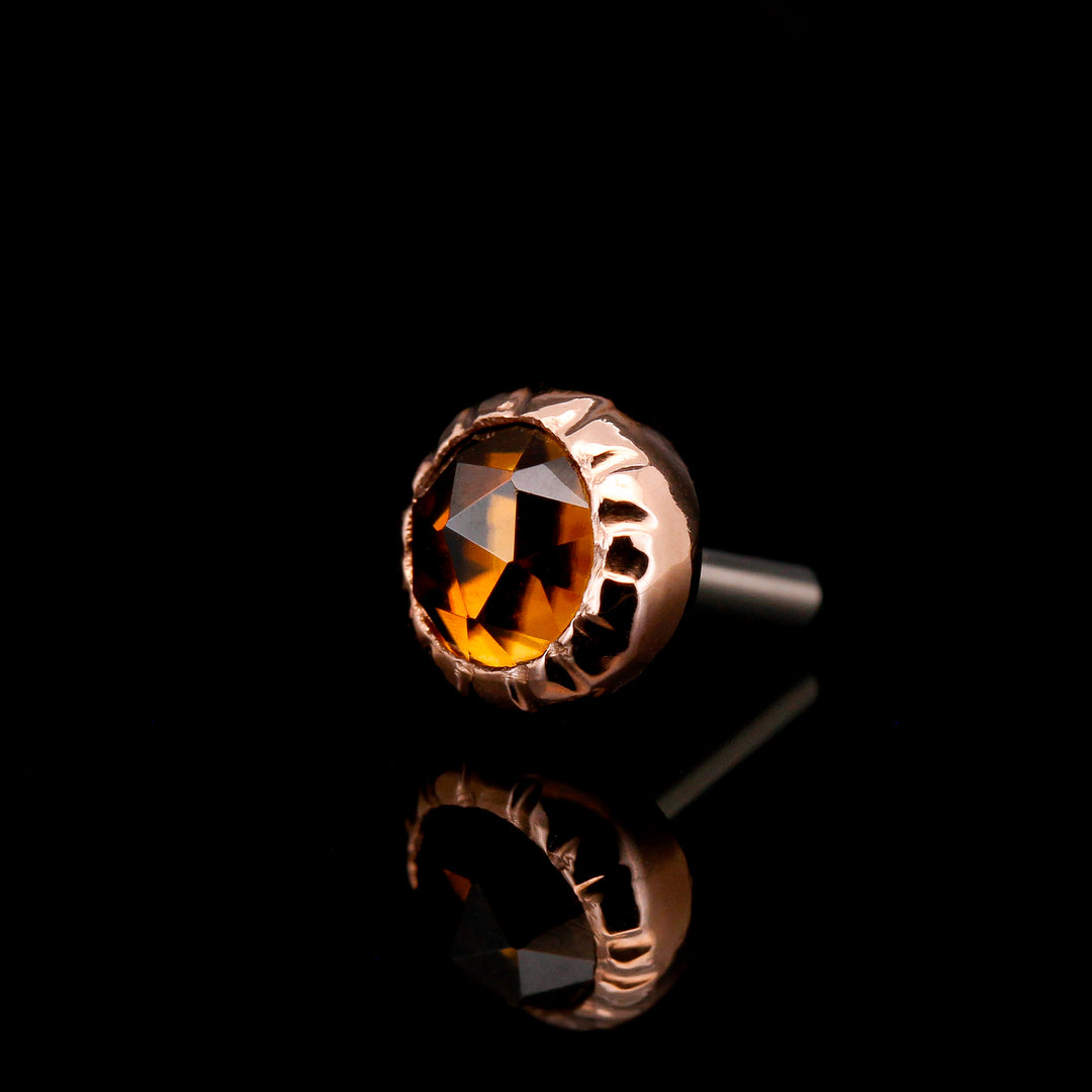 Orange Zircon in Rose Gold "Safran" - 14ga threaded end