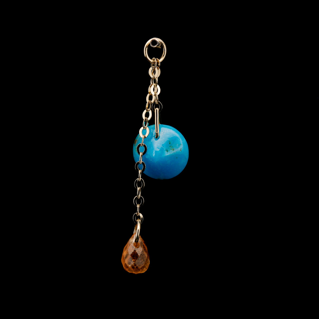 Turquoise & Citrine in Yellow Gold Charm