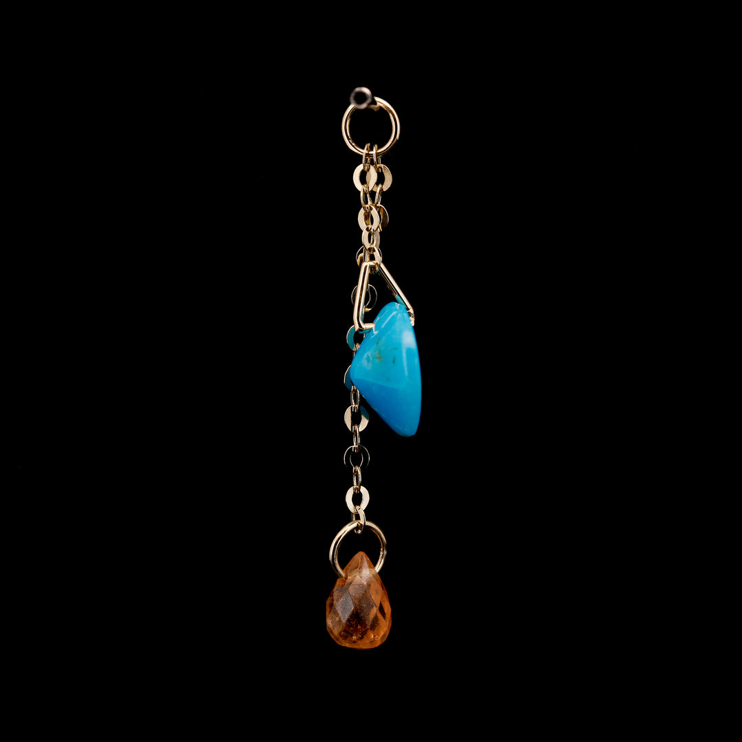 Turquoise & Citrine in Yellow Gold Charm