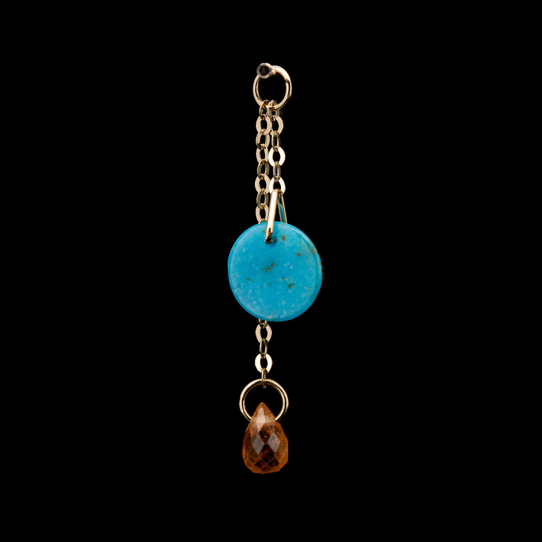 Turquoise & Citrine in Yellow Gold Charm