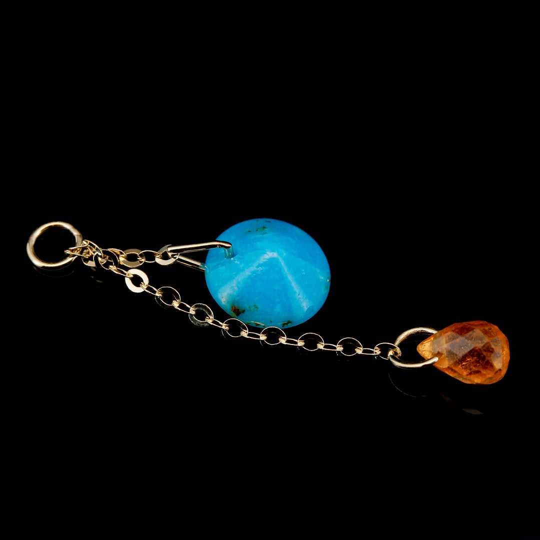 Turquoise & Citrine in Yellow Gold Charm