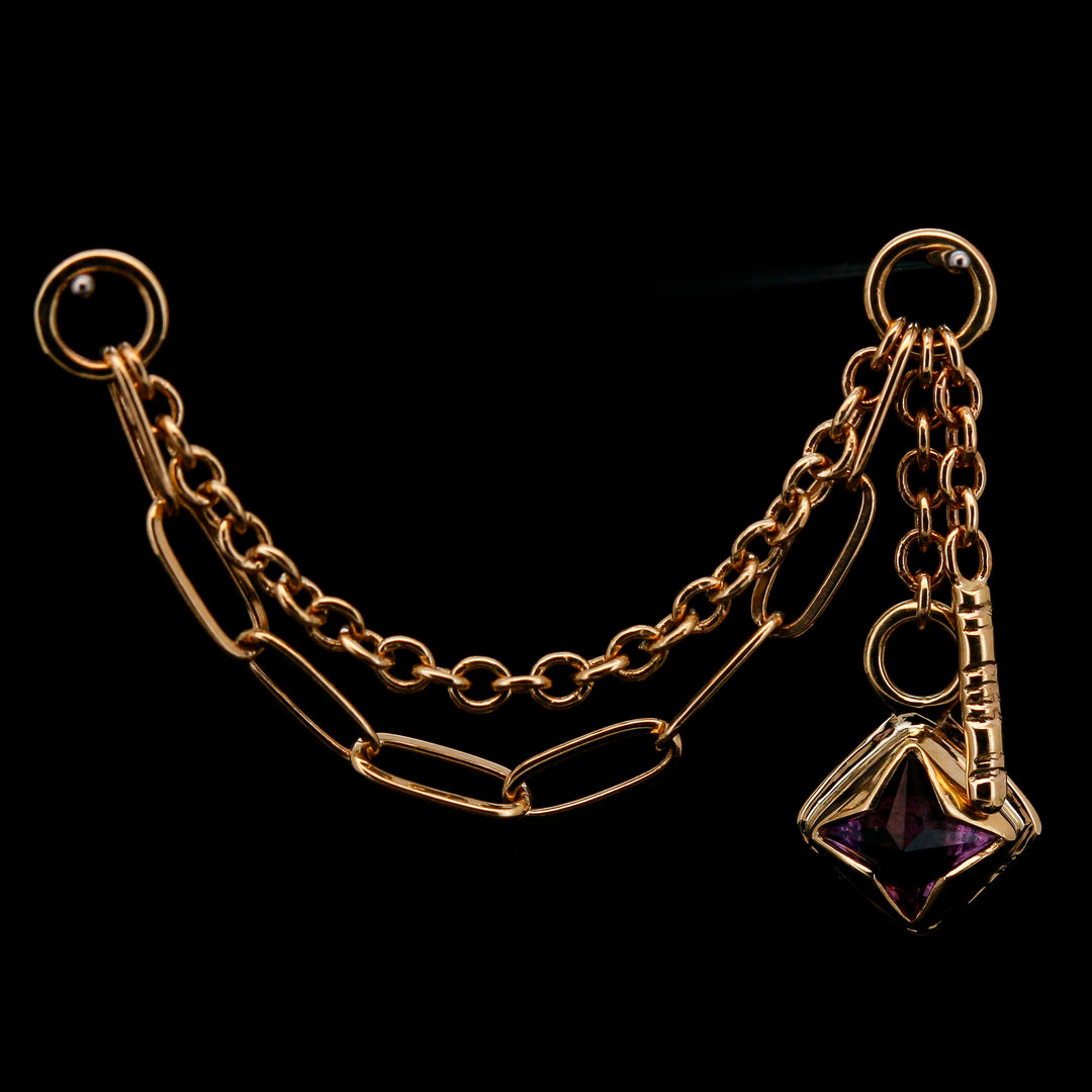 Paperclip Vina Chain with Amethyst Stardust Accent Charm - Yellow Gold