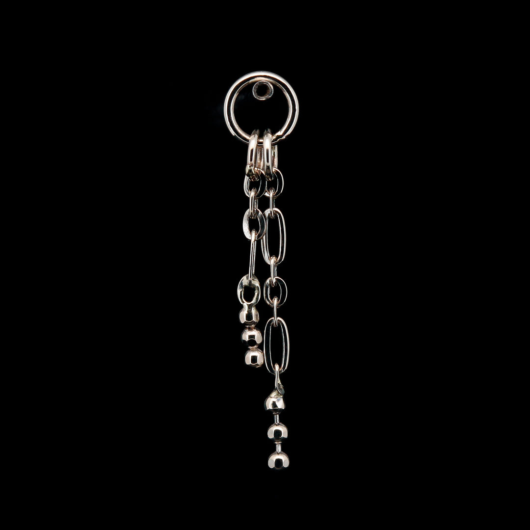 White Gold Figaro and Bead Chain Charm