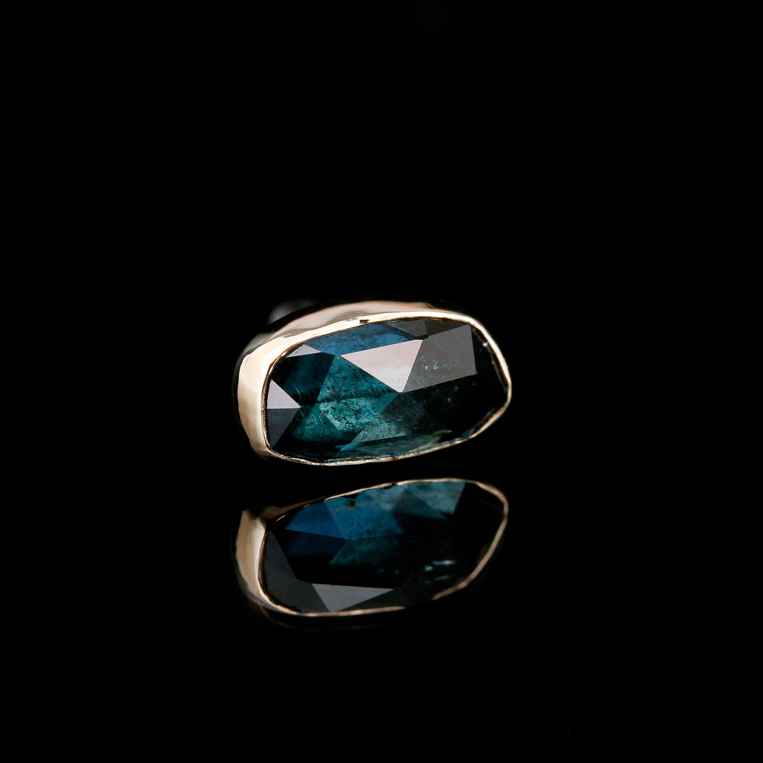 Blue Tourmaline in 14kt Yellow Gold - 14ga threaded end