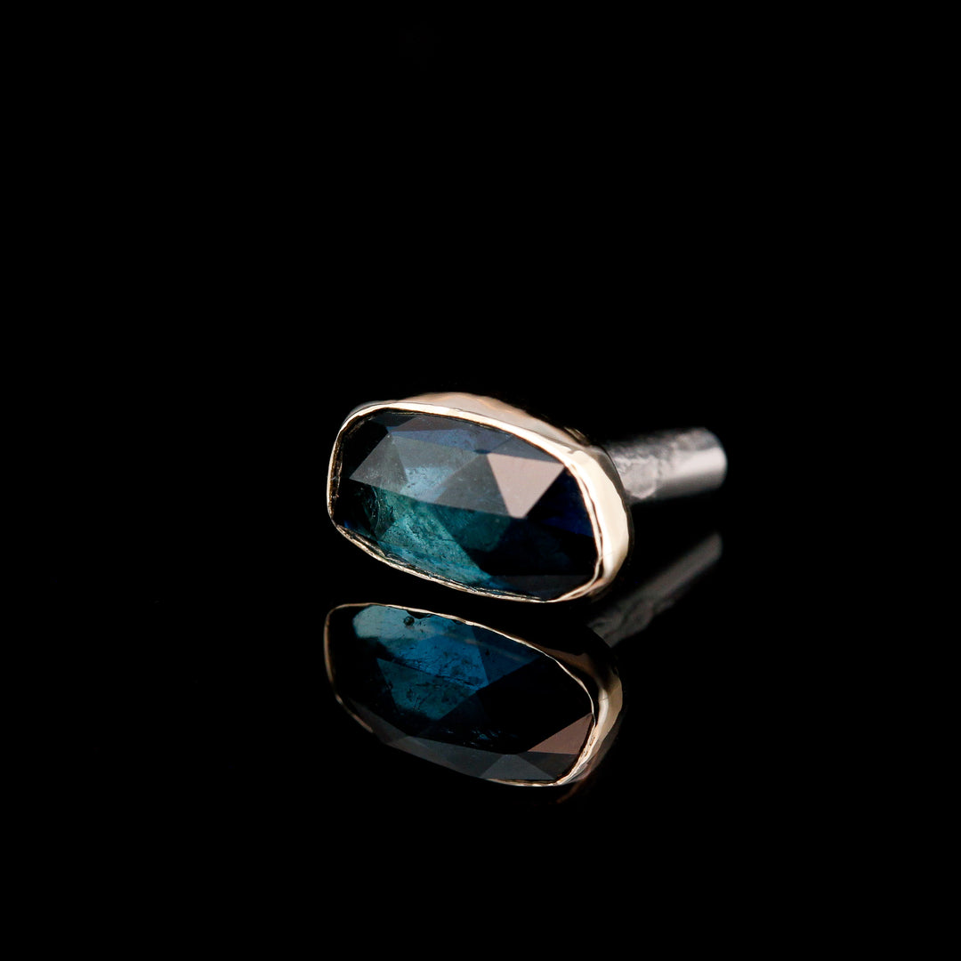 Blue Tourmaline in 14kt Yellow Gold - 14ga threaded end