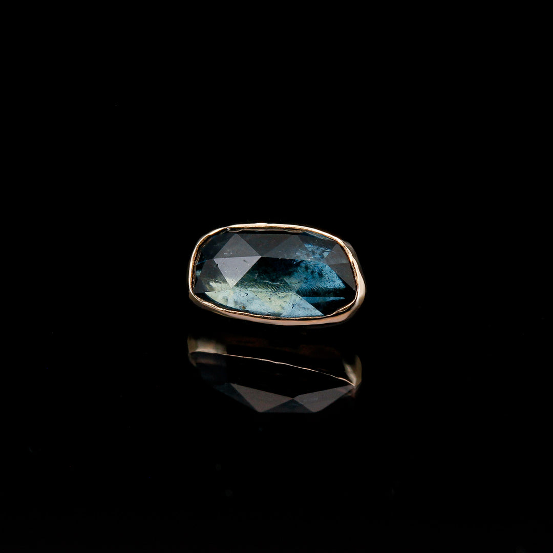 Blue Tourmaline in 14kt Yellow Gold - 14ga threaded end