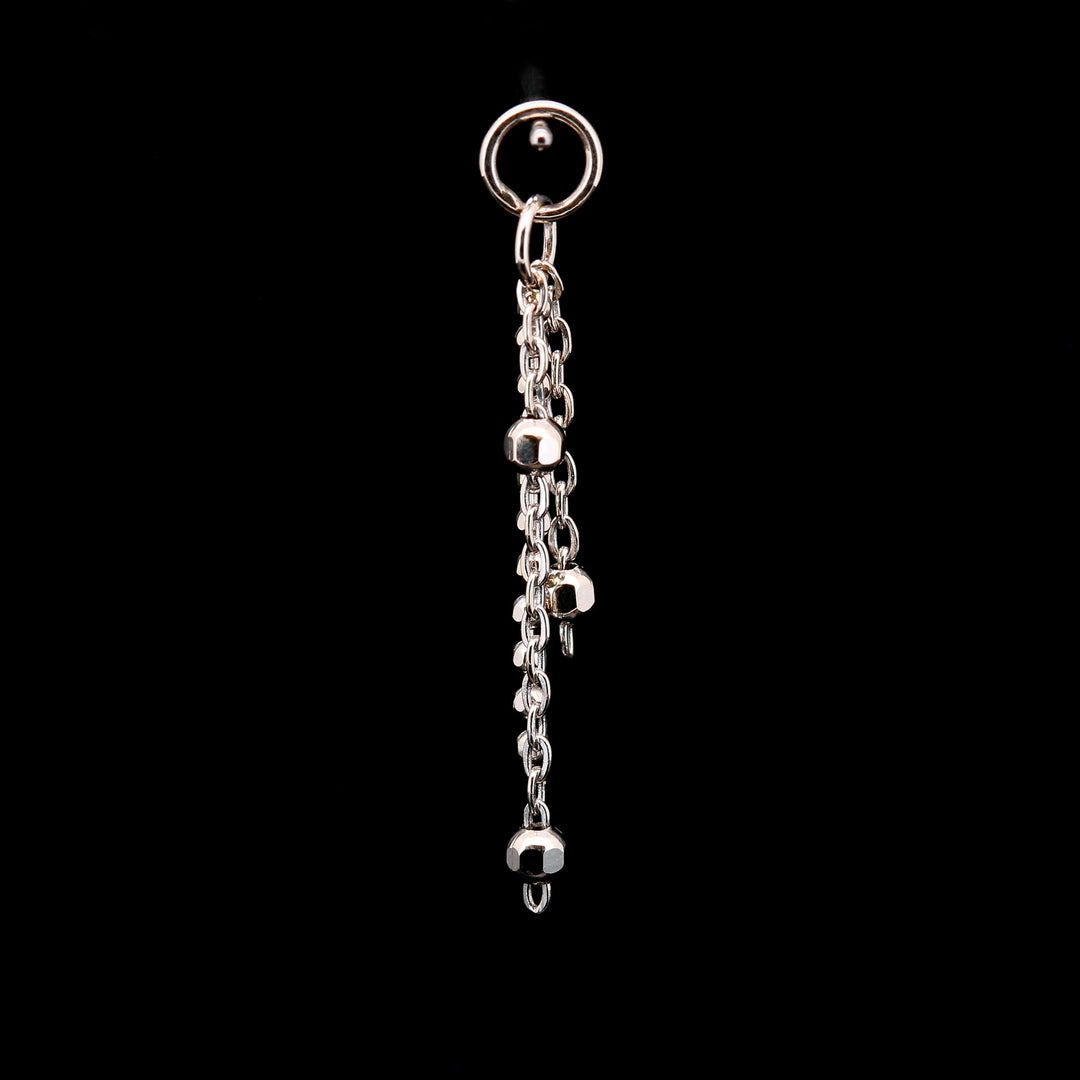 White Gold Triple Bead Chain Charm