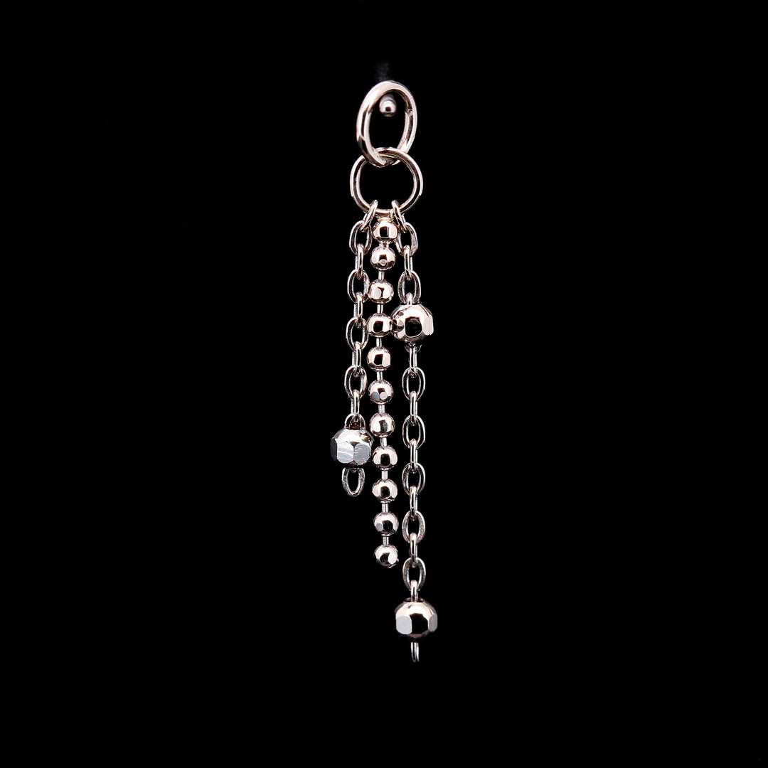 White Gold Triple Bead Chain Charm