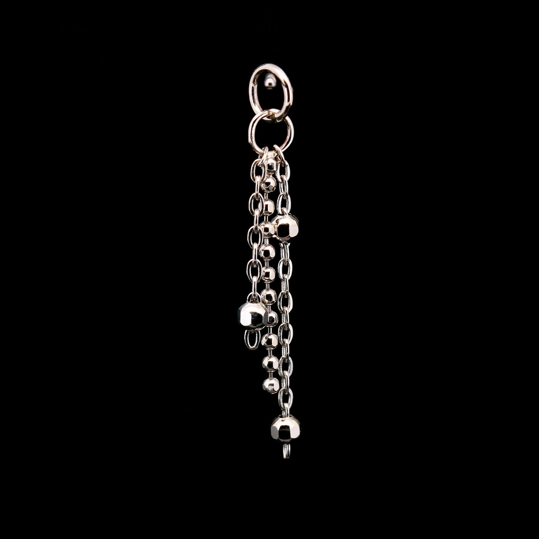 White Gold Triple Bead Chain Charm