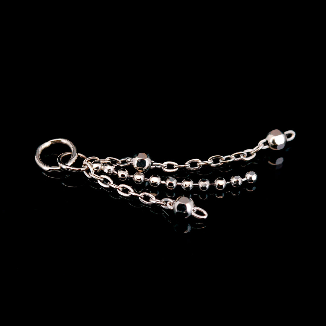 White Gold Triple Bead Chain Charm