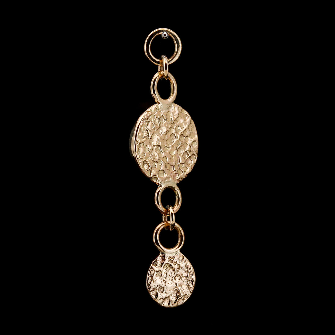 "Double Down" Charm - Tourmalinated Quartz & Grey Diamond in Yellow Gold