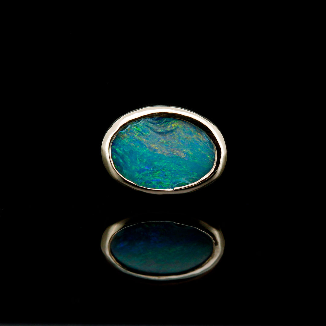 Australian Boulder Opal Doublet in 14kt Yellow Gold - 14ga threaded end