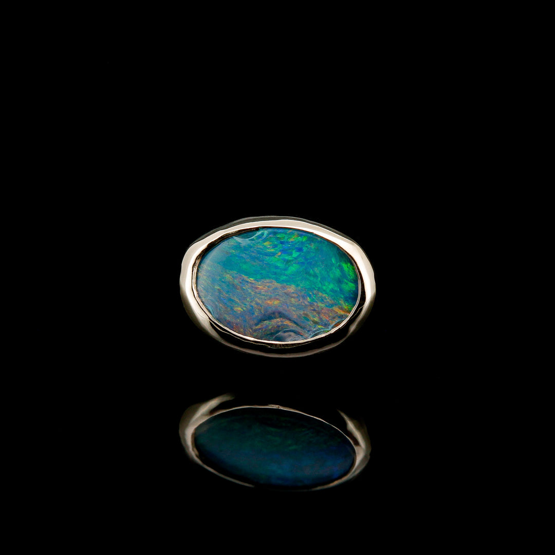 Australian Boulder Opal Doublet in 14kt Yellow Gold - 14ga threaded end