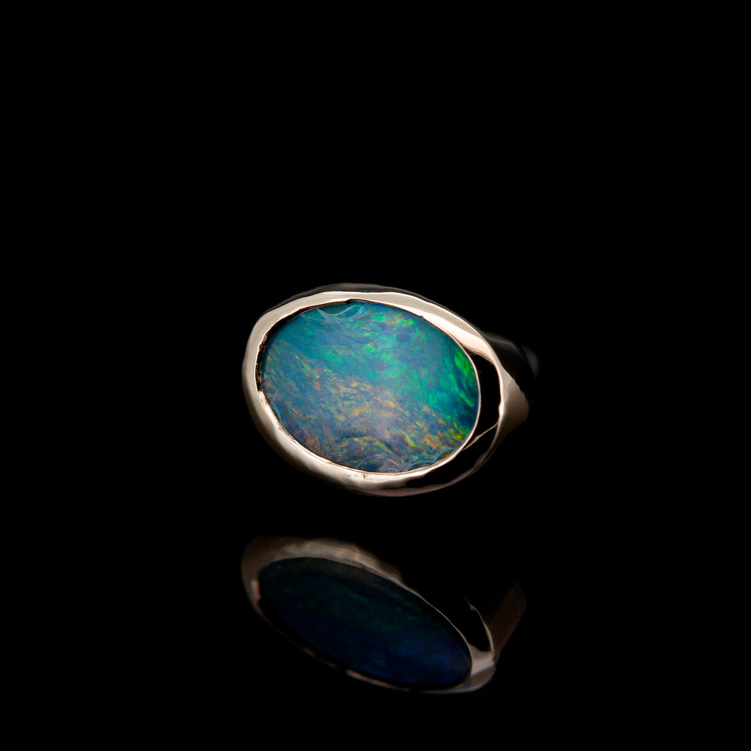 Australian Boulder Opal Doublet in 14kt Yellow Gold - 14ga threaded end