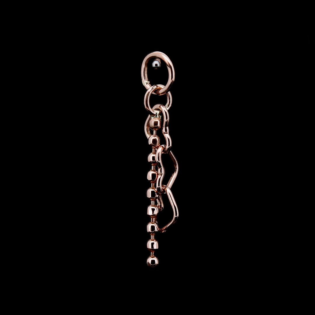 Rose Gold Tiny Bead and Heart Chain Charm