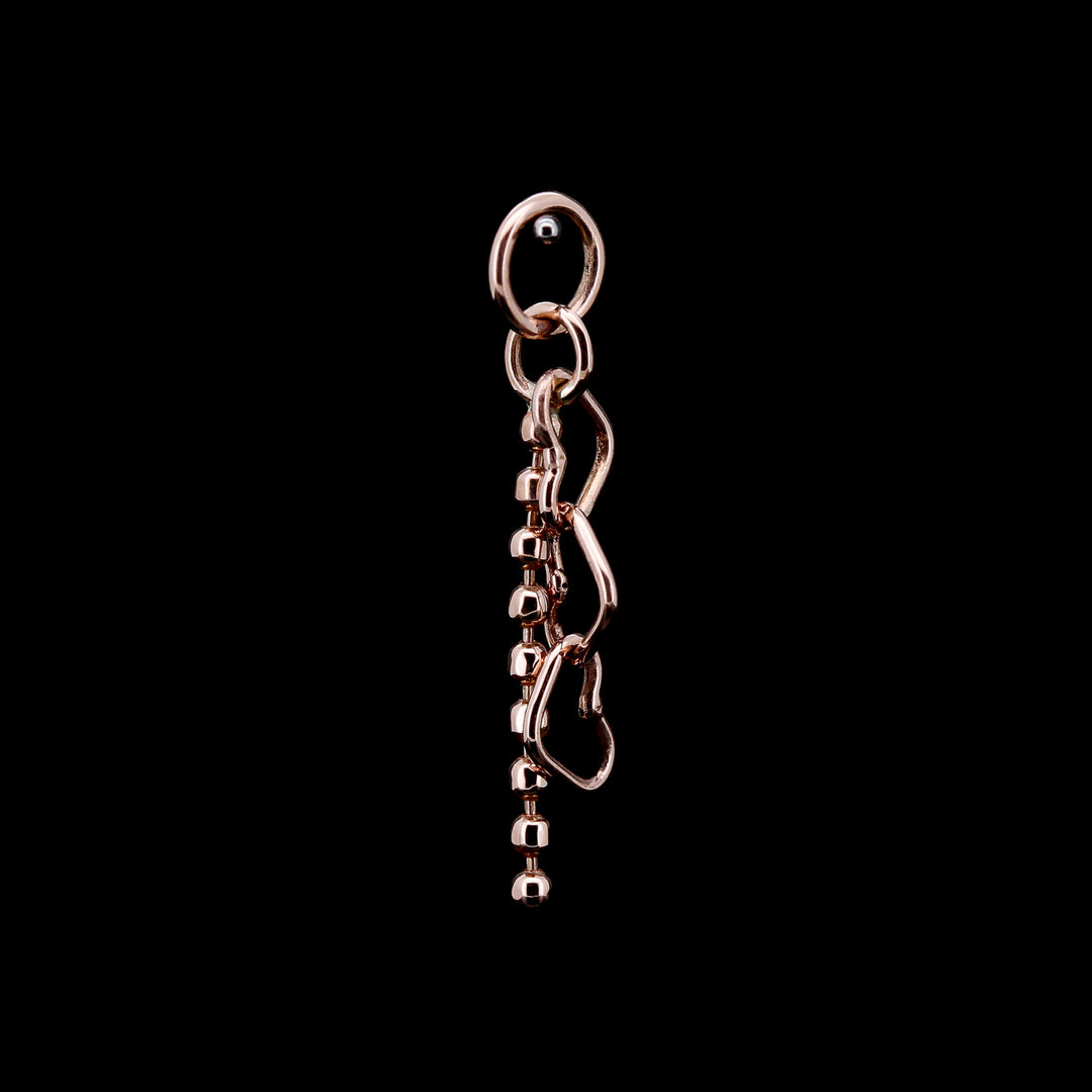 Rose Gold Tiny Bead and Heart Chain Charm