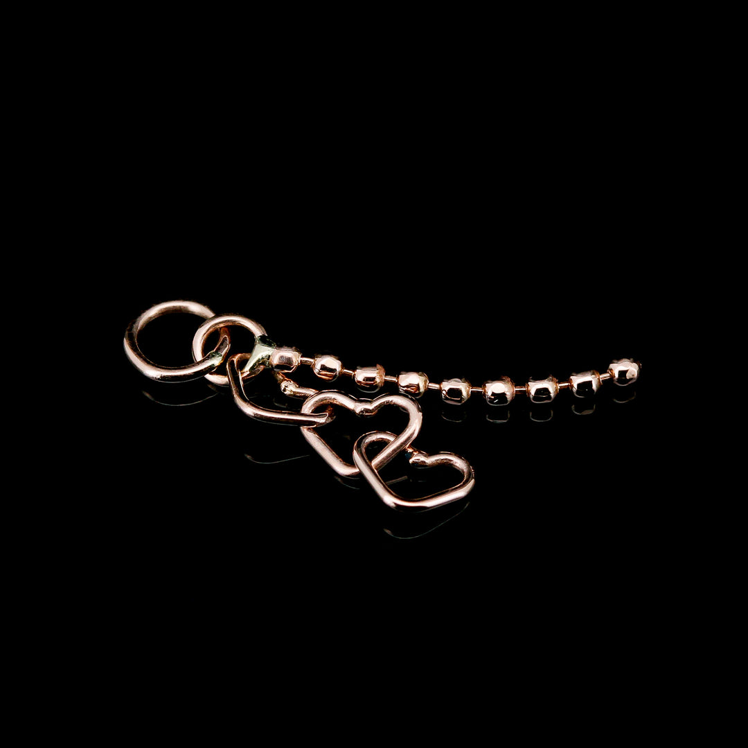 Rose Gold Tiny Bead and Heart Chain Charm
