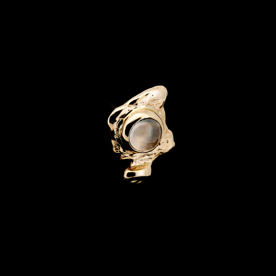 Moonstone in Yellow Gold - 14ga threaded end