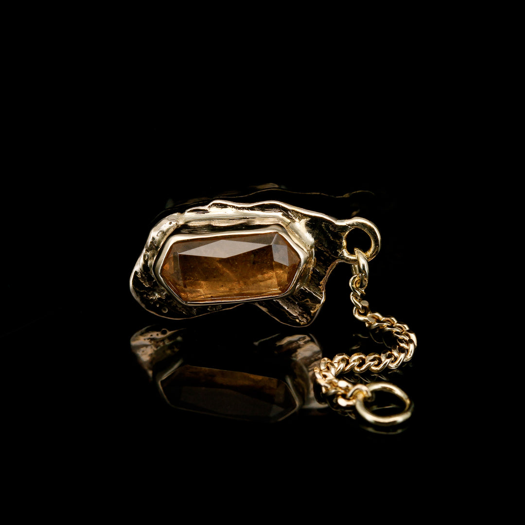 Orange Garnet in Yellow Gold Charm