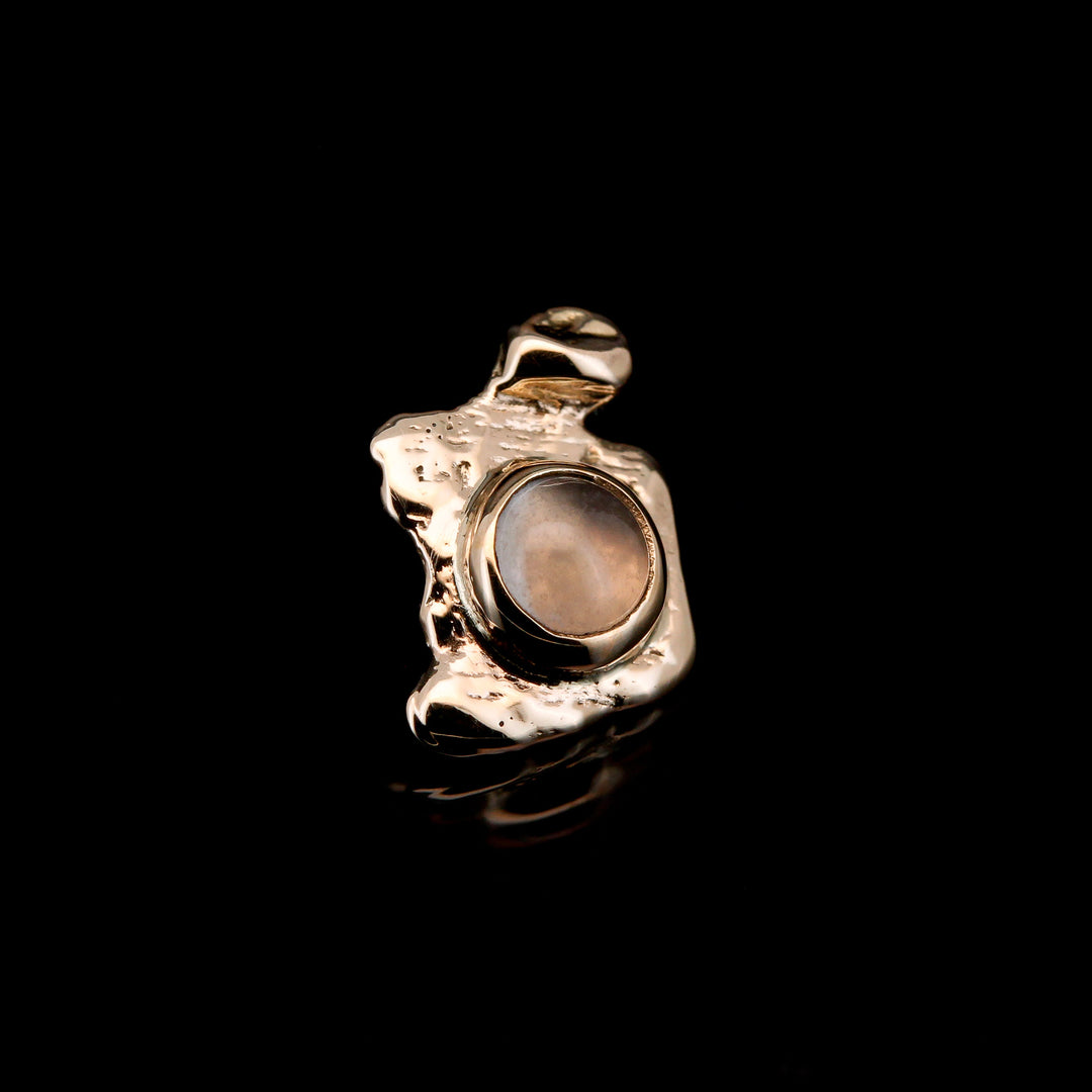 Moonstone in Yellow Gold - 14ga threaded end