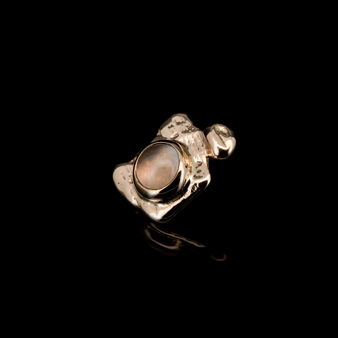 Moonstone in Yellow Gold - 14ga threaded end