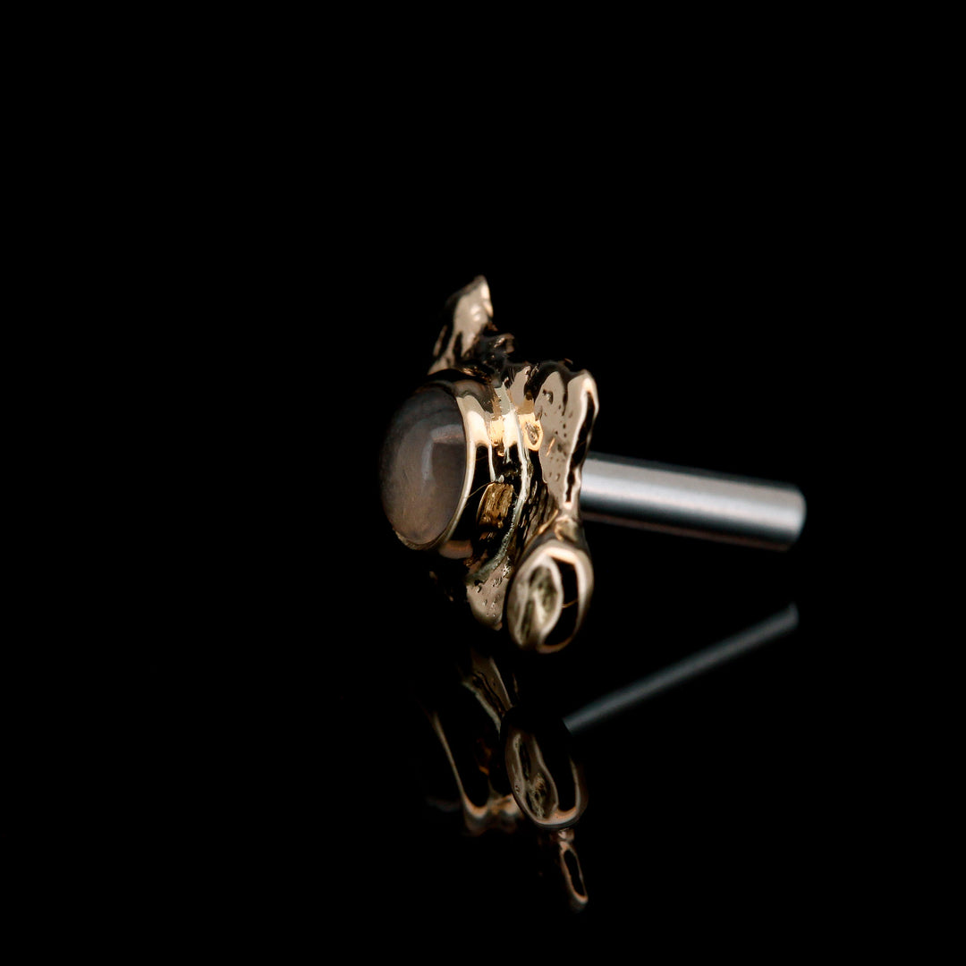 Moonstone in Yellow Gold - 14ga threaded end