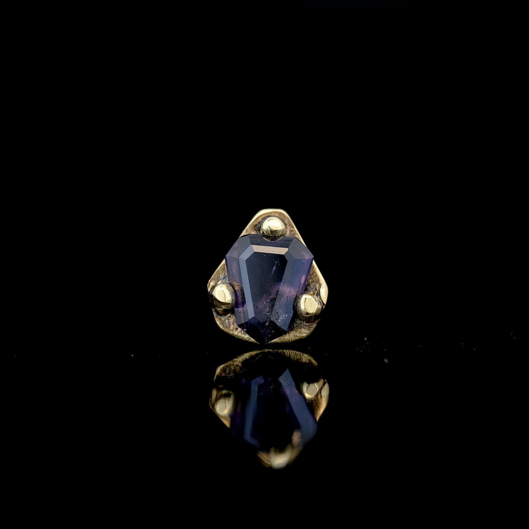 Purple Tanzanian Sapphire in 14k Yellow Gold - 14ga Threaded End