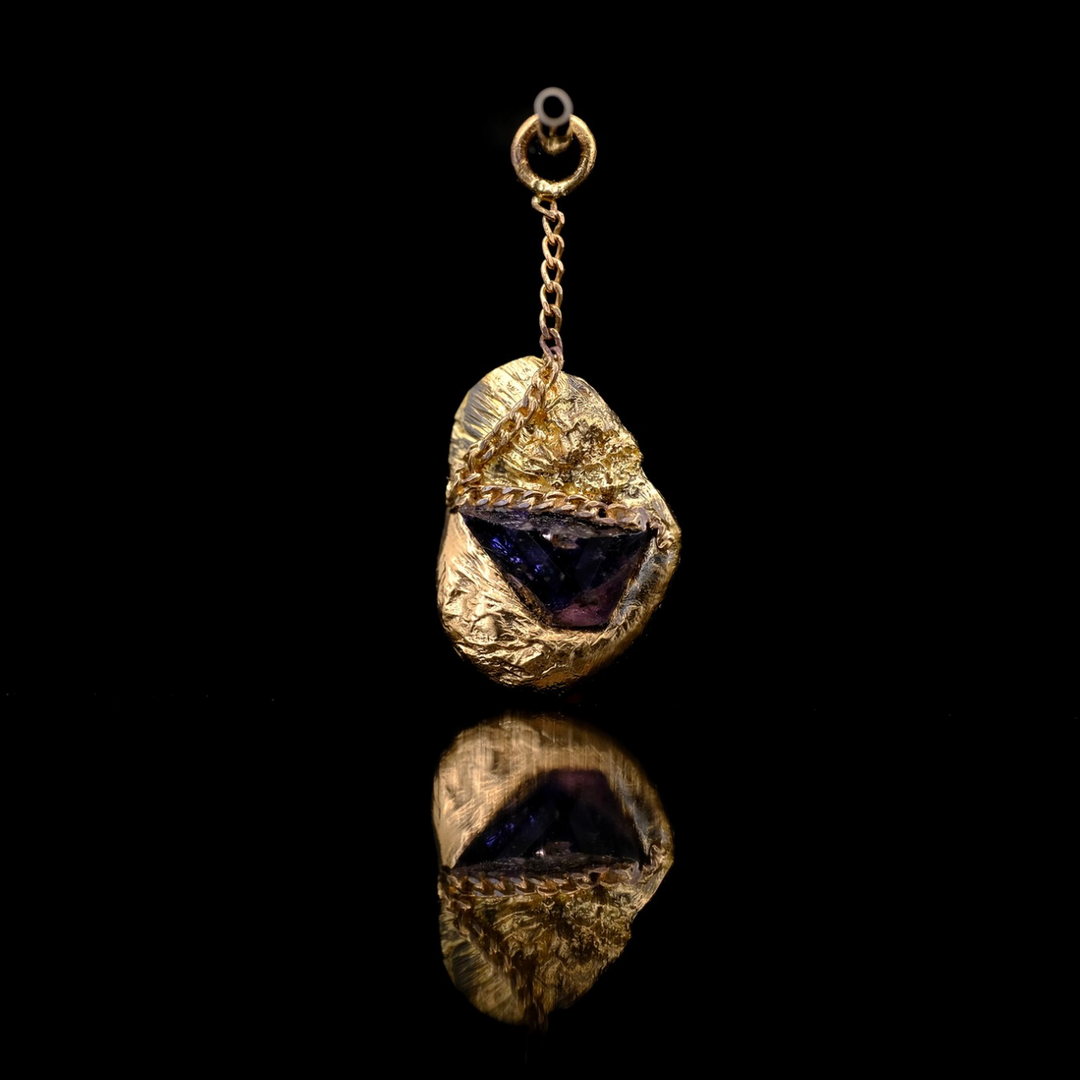 Sapphire in Molten Gold - 14k Yellow Gold - Charm