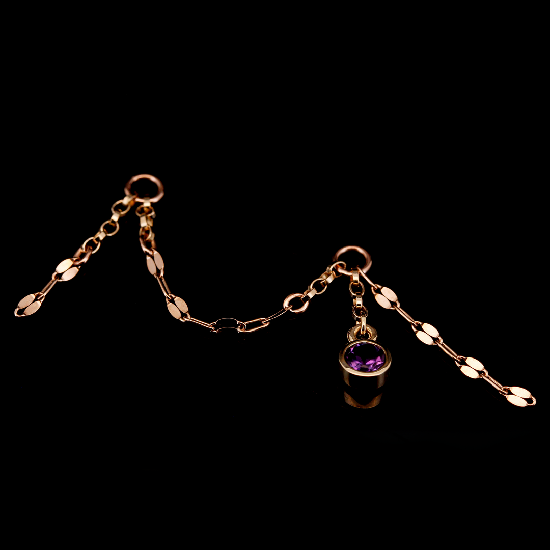 "The Key" Amethyst + Yellow & Rose Gold Chain