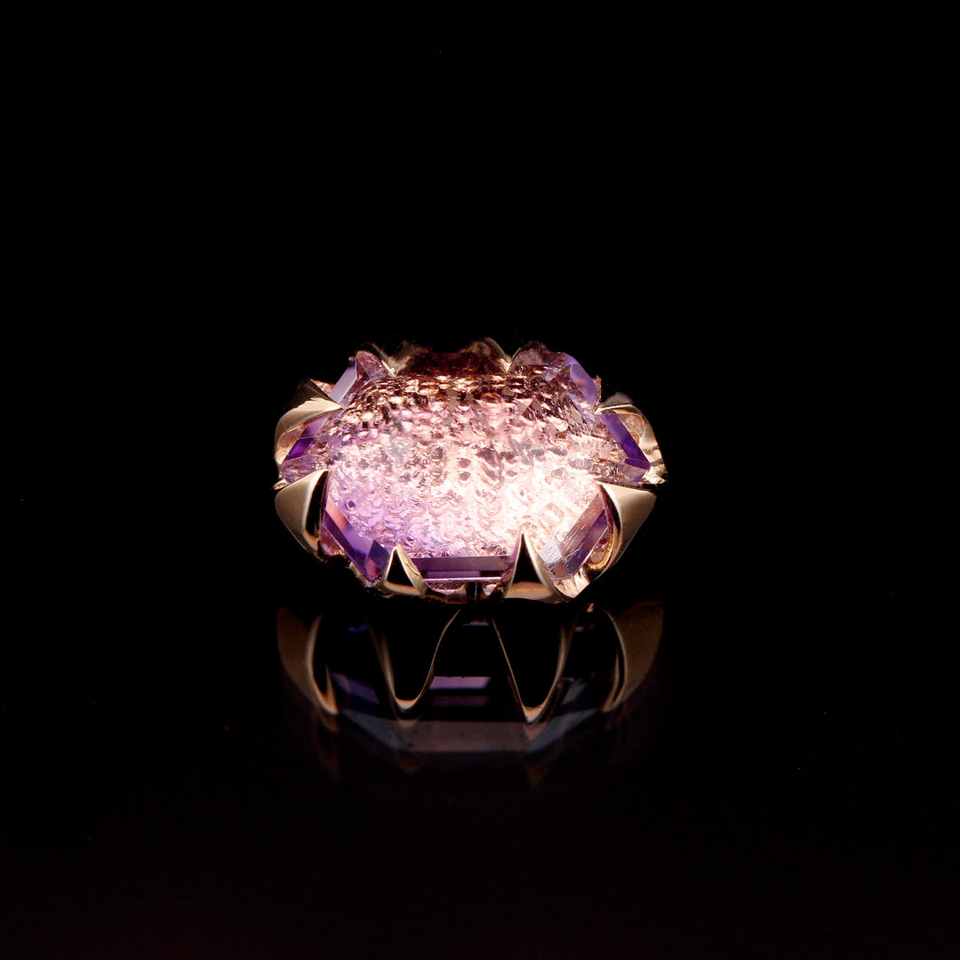 Amethyst Hexagon in 14kt Yellow Gold - 14ga Threaded end