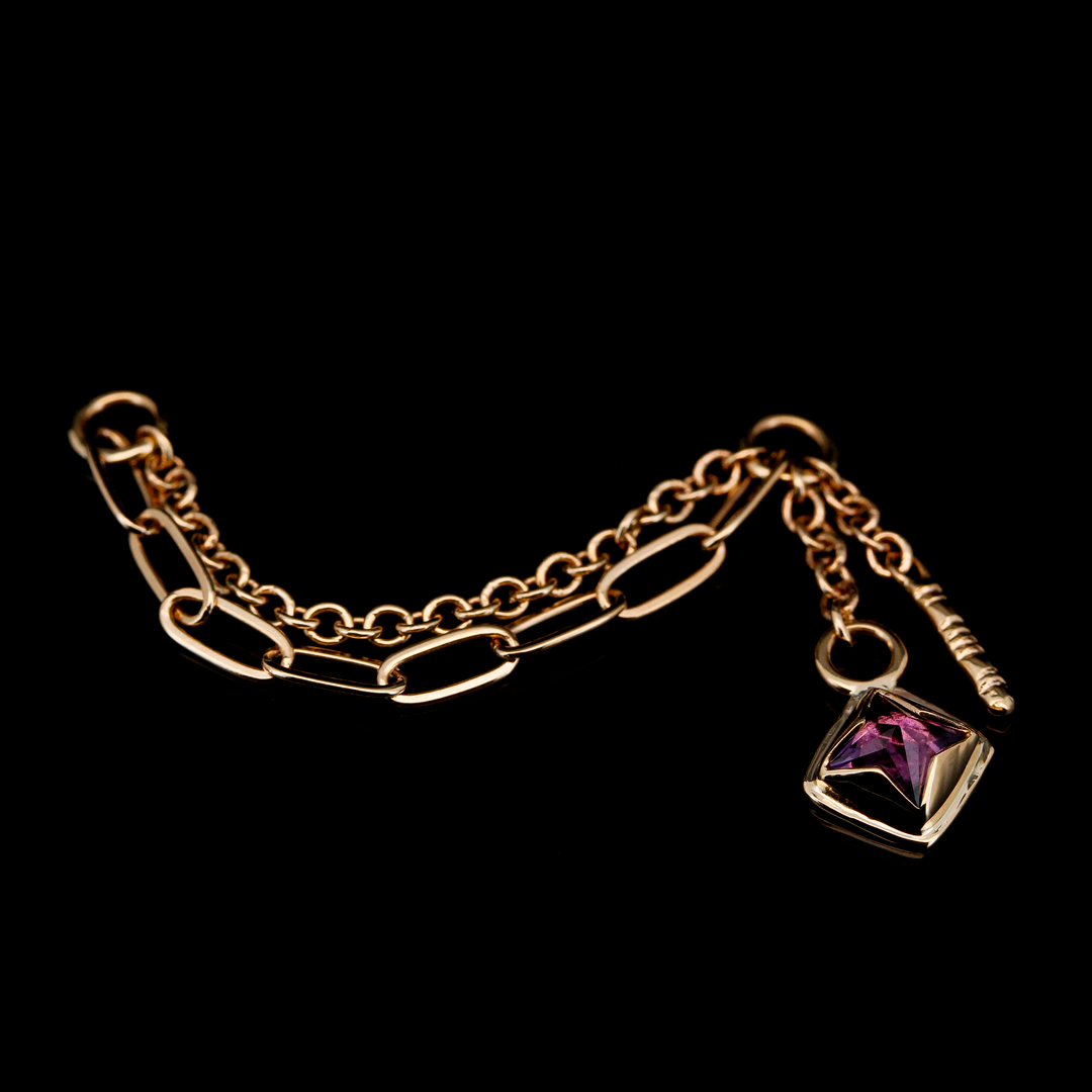 Paperclip Vina Chain with Amethyst Stardust Accent Charm - Yellow Gold