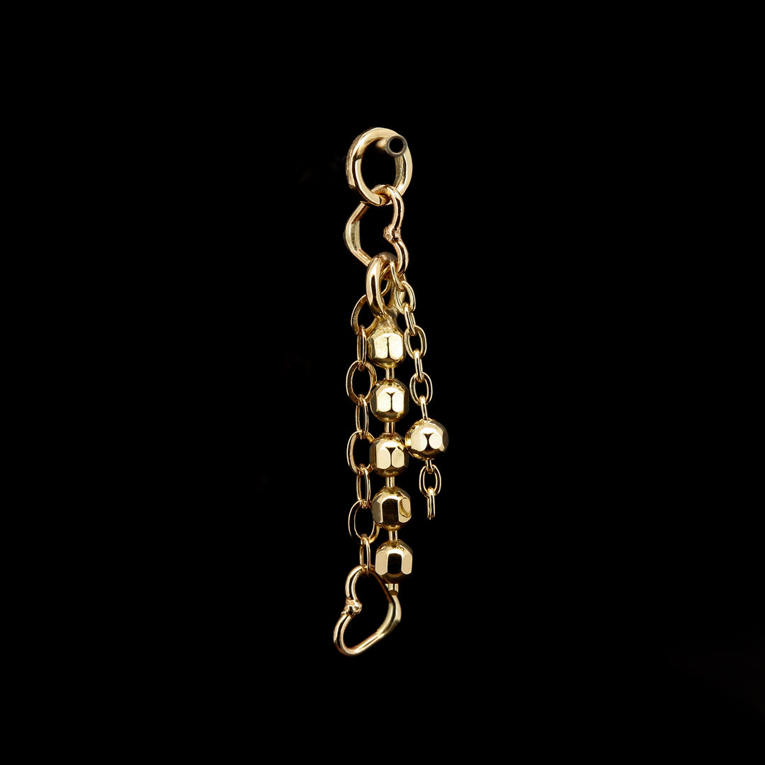 Bead + Heart Chain Charm - 14kt Yellow Gold