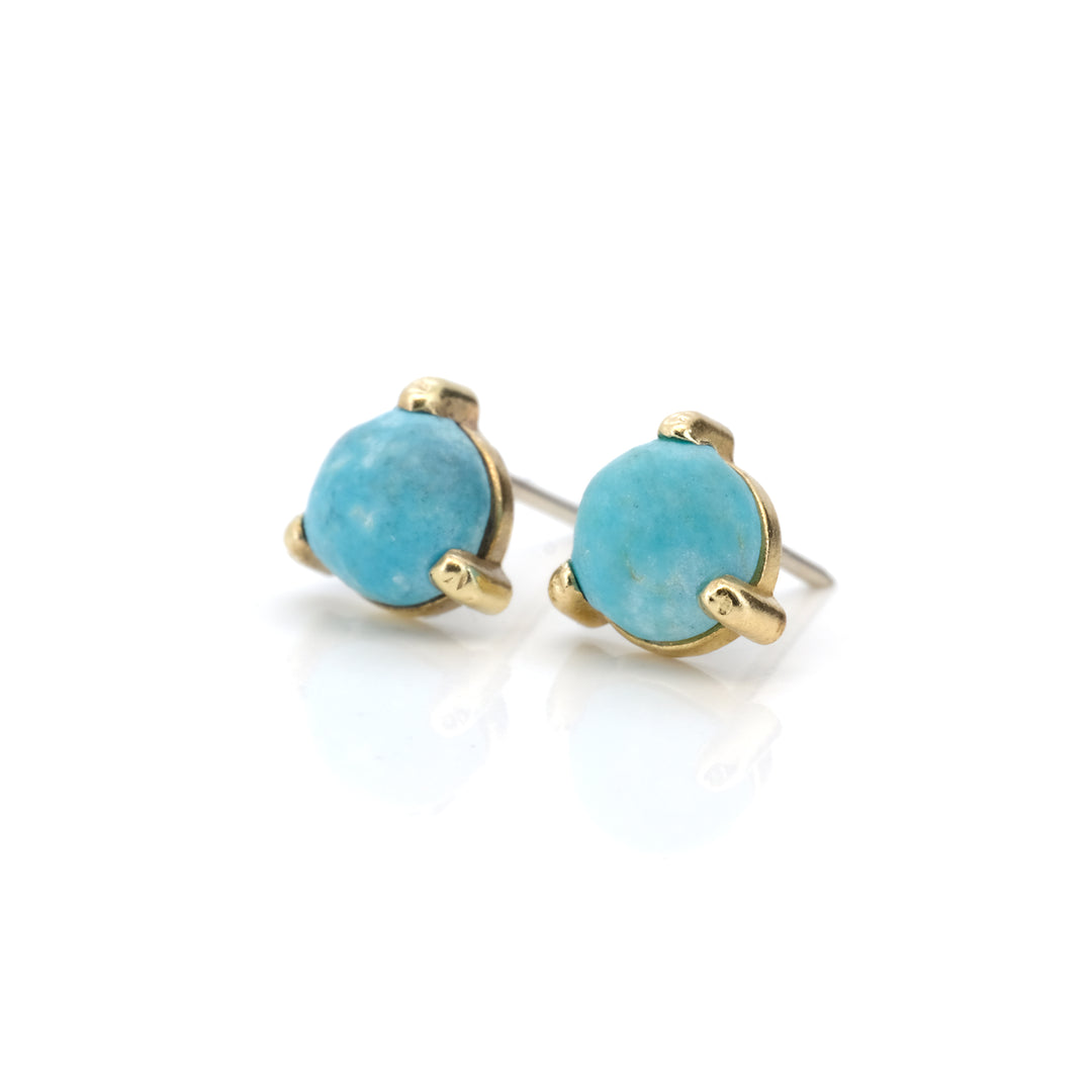 3 Prong - Turquoise in 14k Yellow Gold - Threadless End