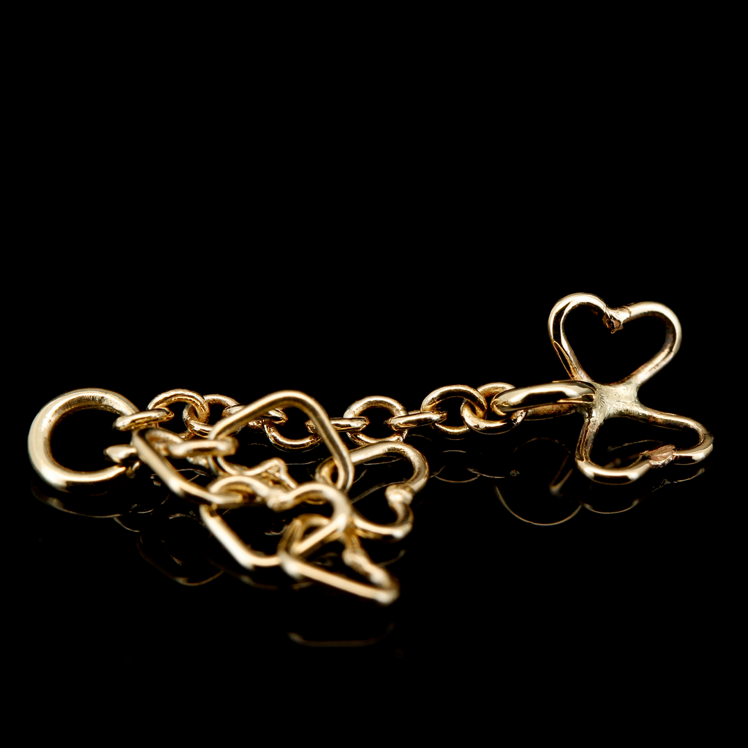 Heart Butterfly Chain Charm - Yellow Gold