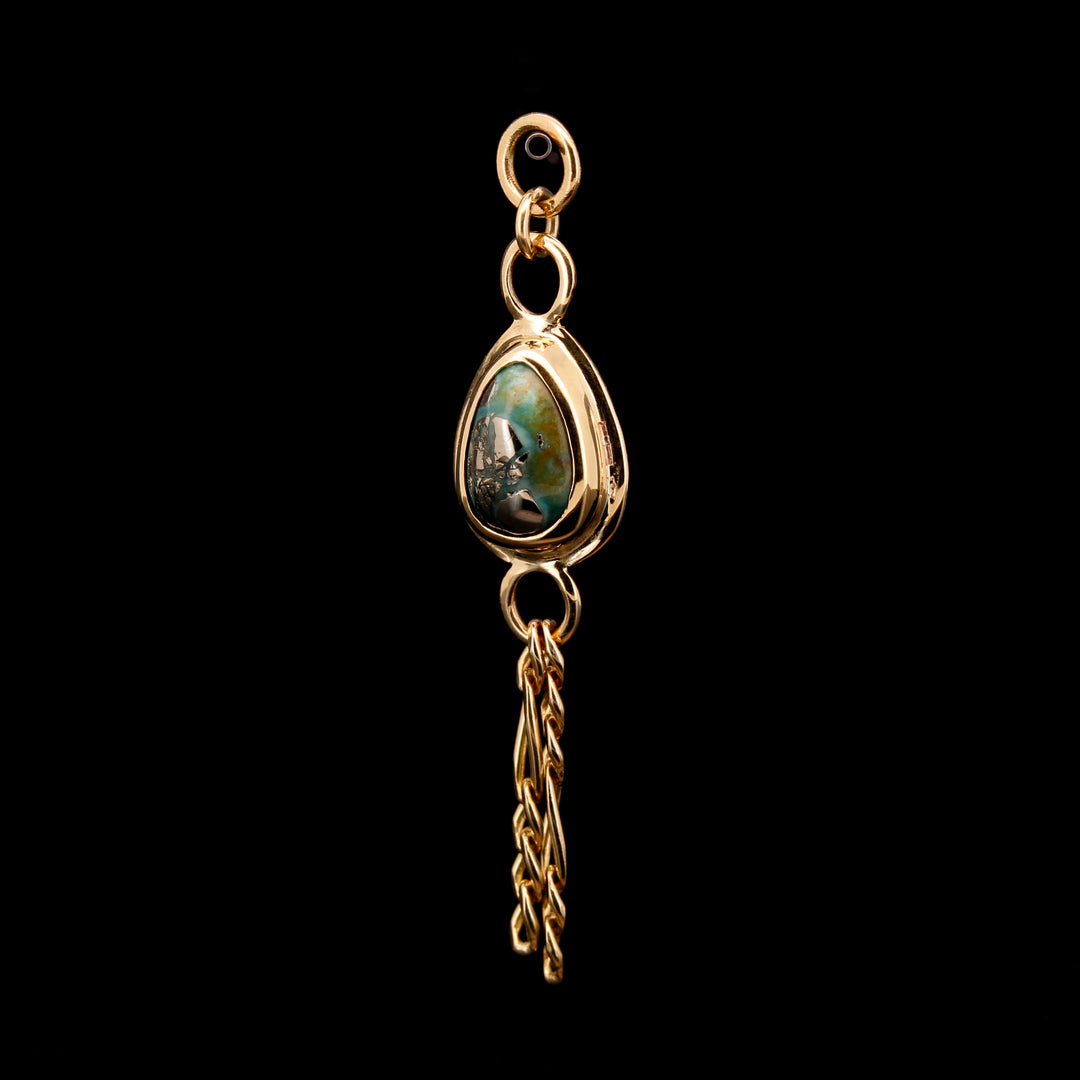 Carico Lake Turquoise in Yellow Gold Figaro Charm