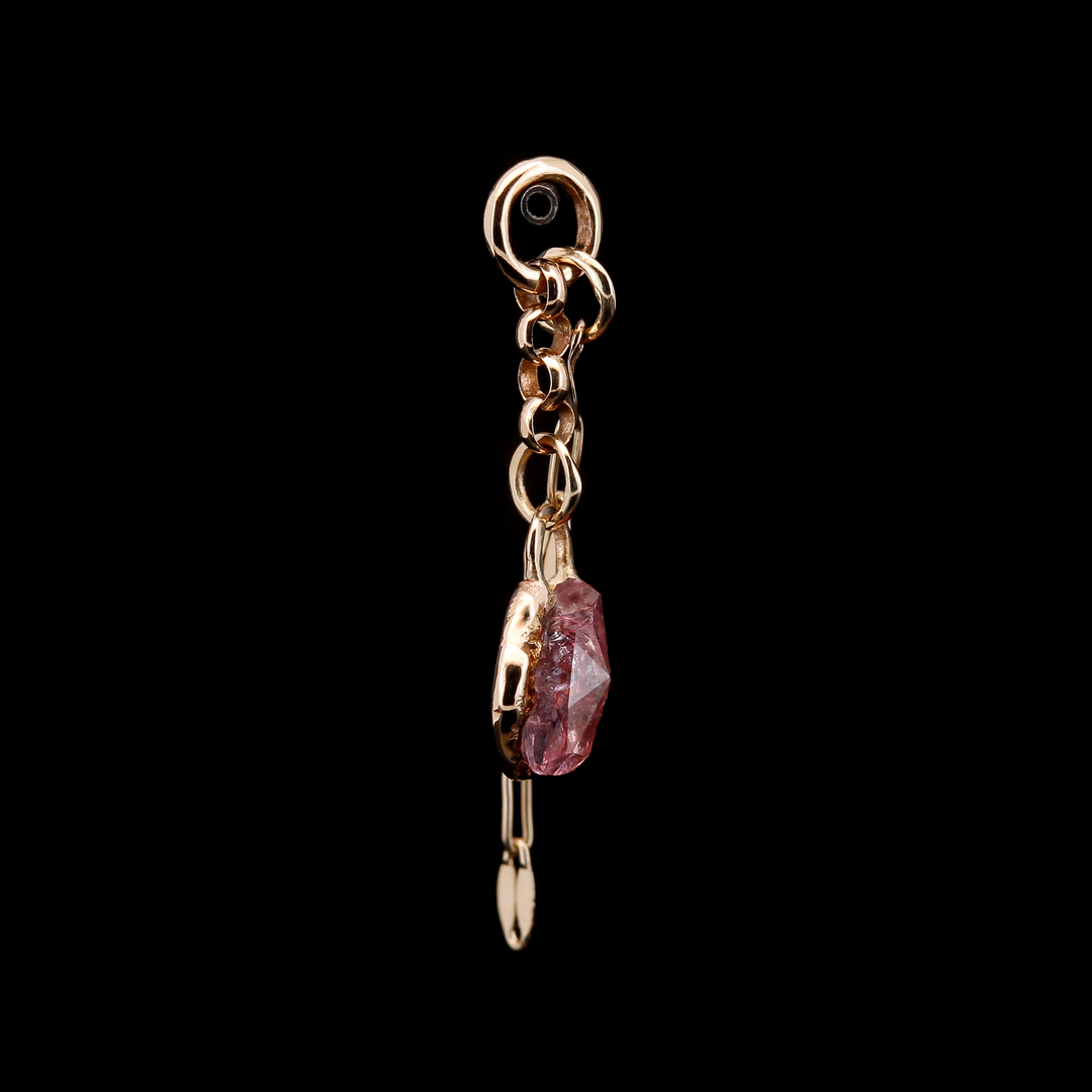 Pink Sapphire in Molten Yellow Gold Charm