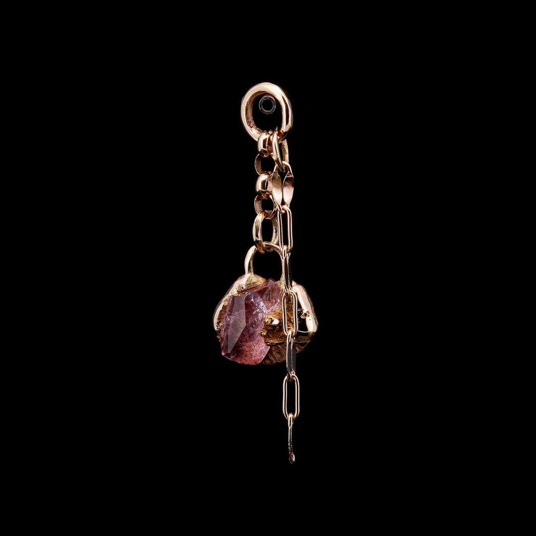 Pink Sapphire in Molten Yellow Gold Charm