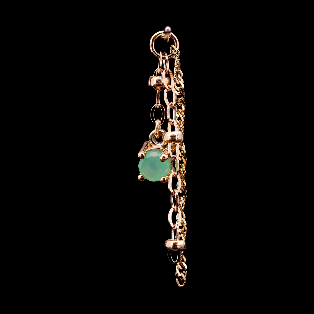 "Chrysoprase Crazy" Yellow Gold Chain Charm