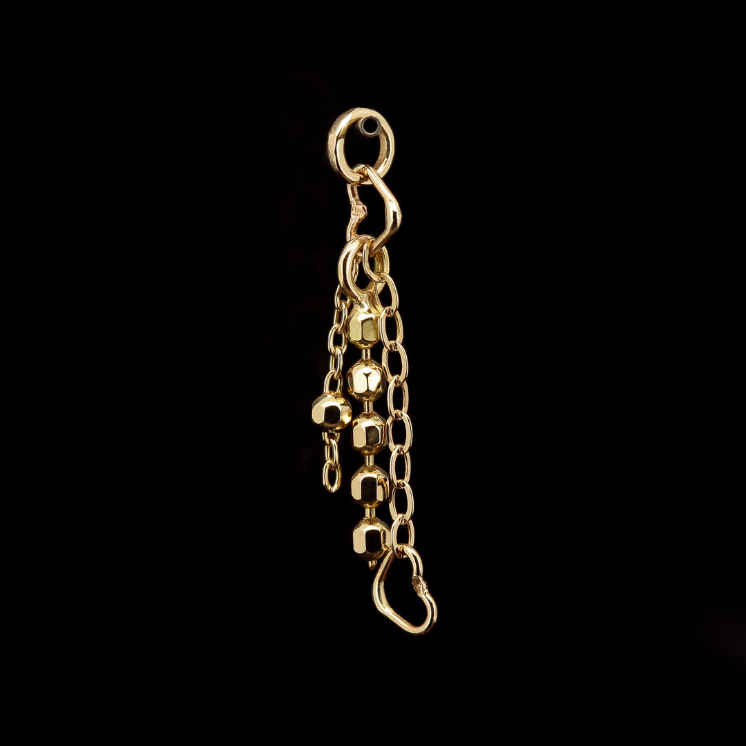 Bead + Heart Chain Charm - 14kt Yellow Gold