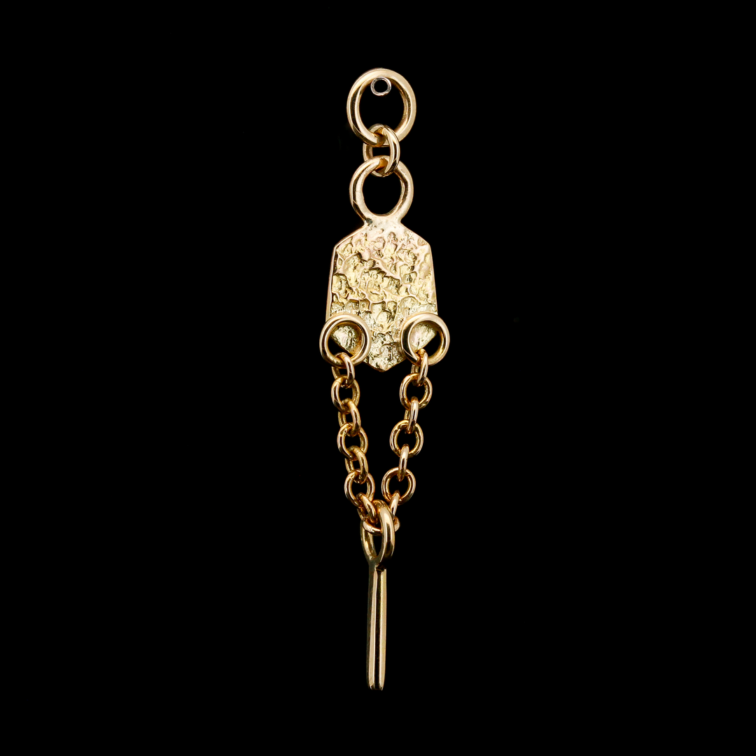 Rough Champagne Imperial Garnet in Yellow Gold Meteor Charm