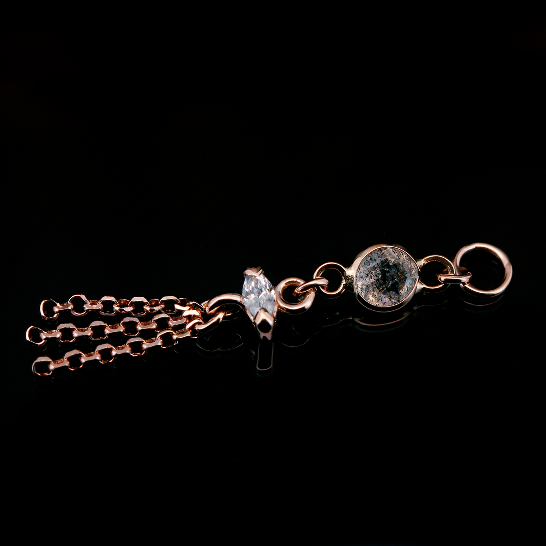 Labradorite & Grey CZ in Rose Gold Charm