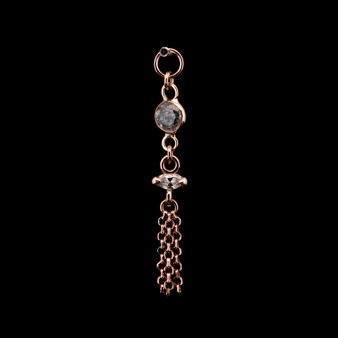 Labradorite & Grey CZ in Rose Gold Charm