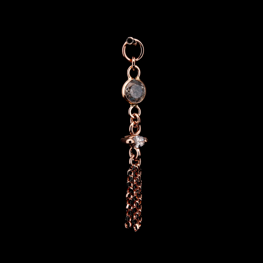 Labradorite & Grey CZ in Rose Gold Charm